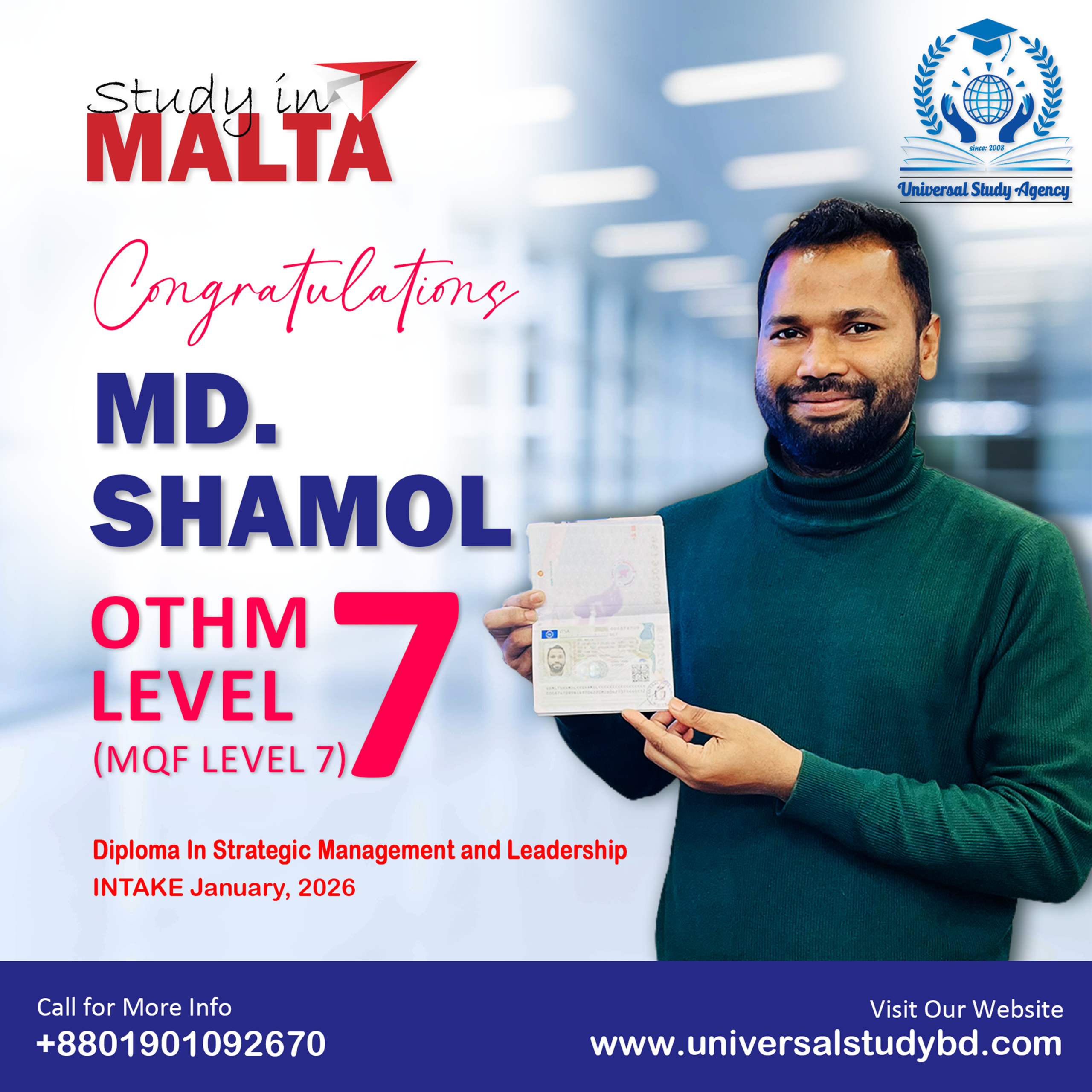 Universal Study Agency Poster 144 Md Shamol Congratulations Design