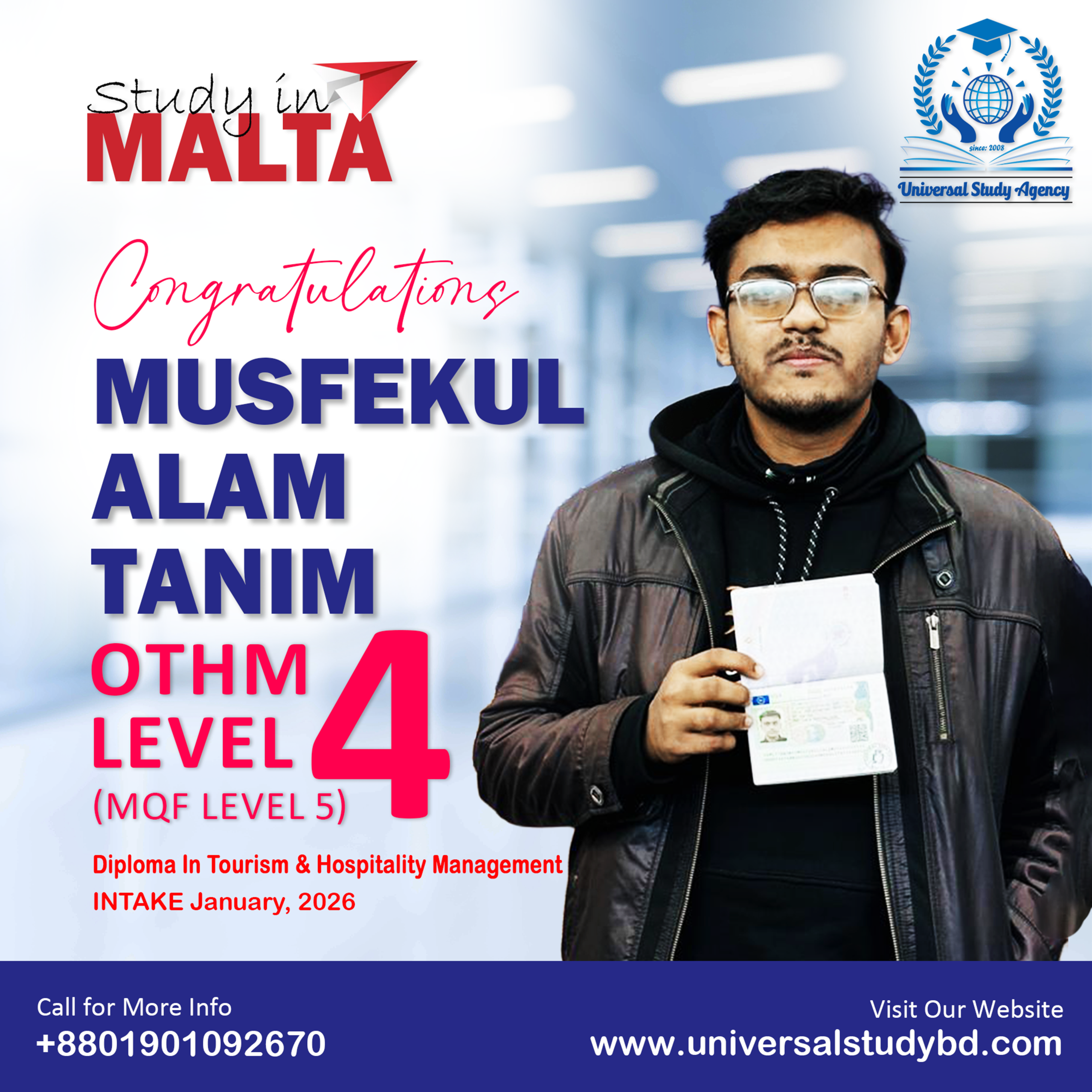 Universal Study Agency Poster 145 Musfekul Alam Tanim Congratulations Design