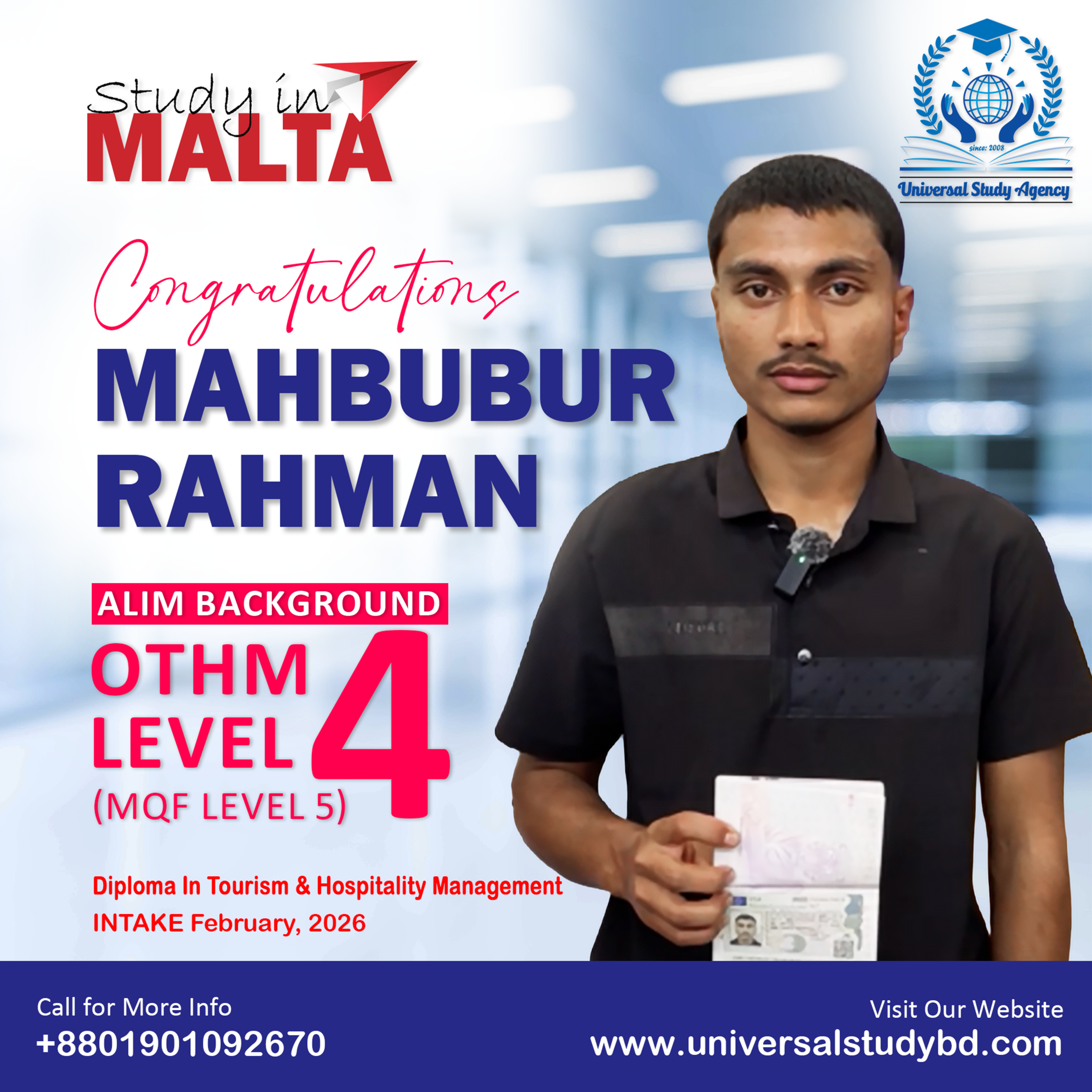 Universal Study Agency Poster 199 Mahbubur Rahman Congratulations Design v1