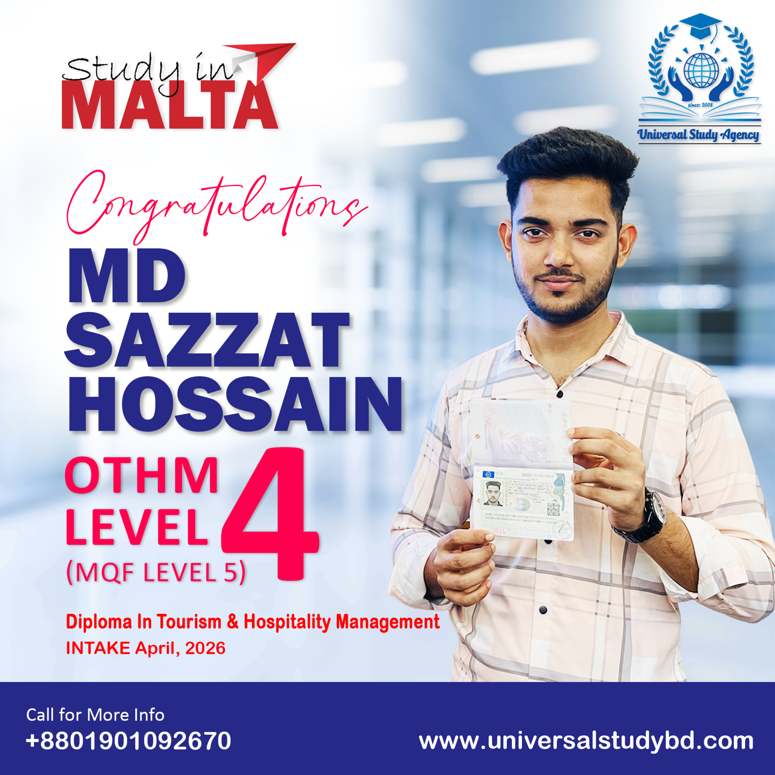Universal Study Agency Poster 201 Md Sazzat Hossain Congratulations Design
