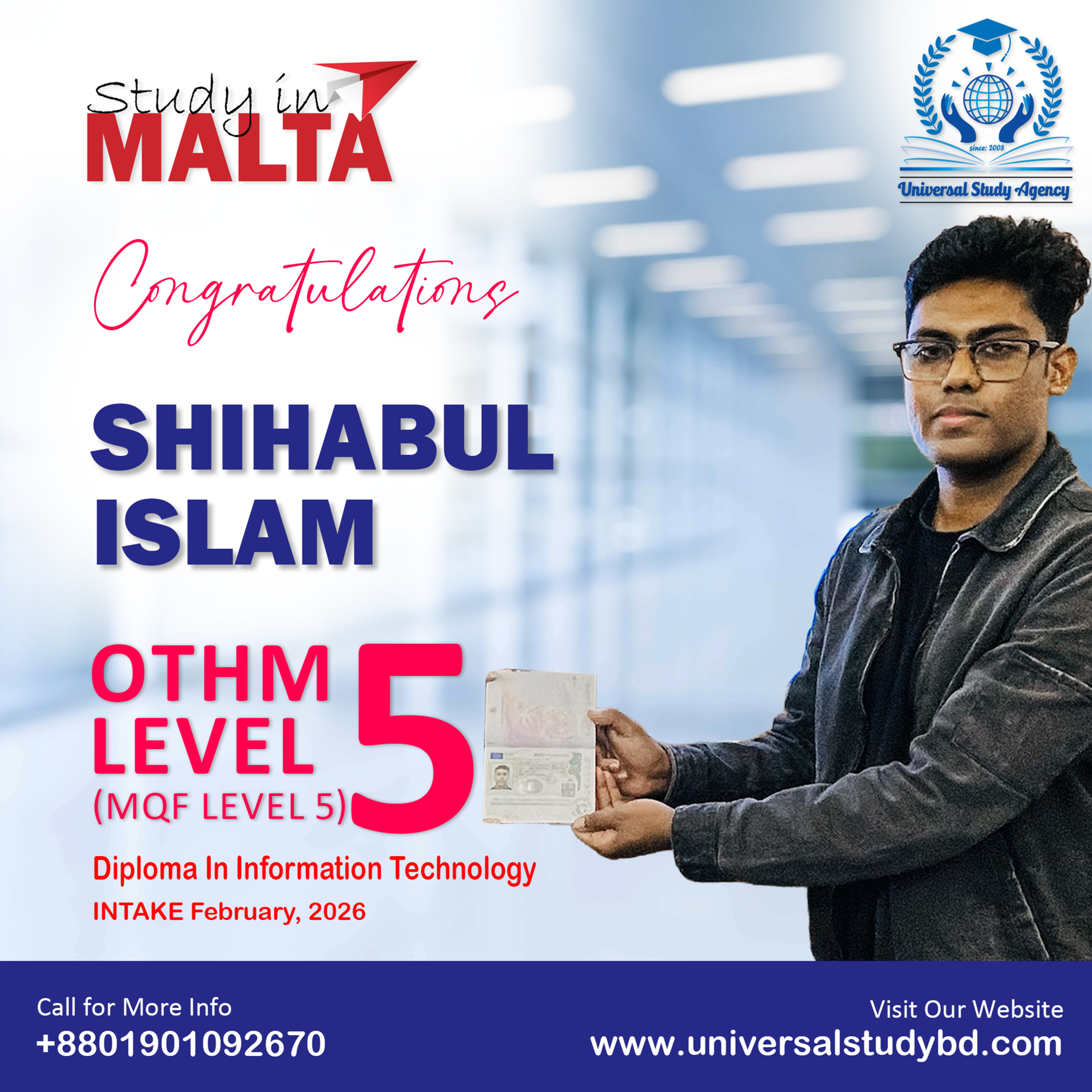 Universal Study Agency Poster 204 Shihabul Islam Congratulations Design 1