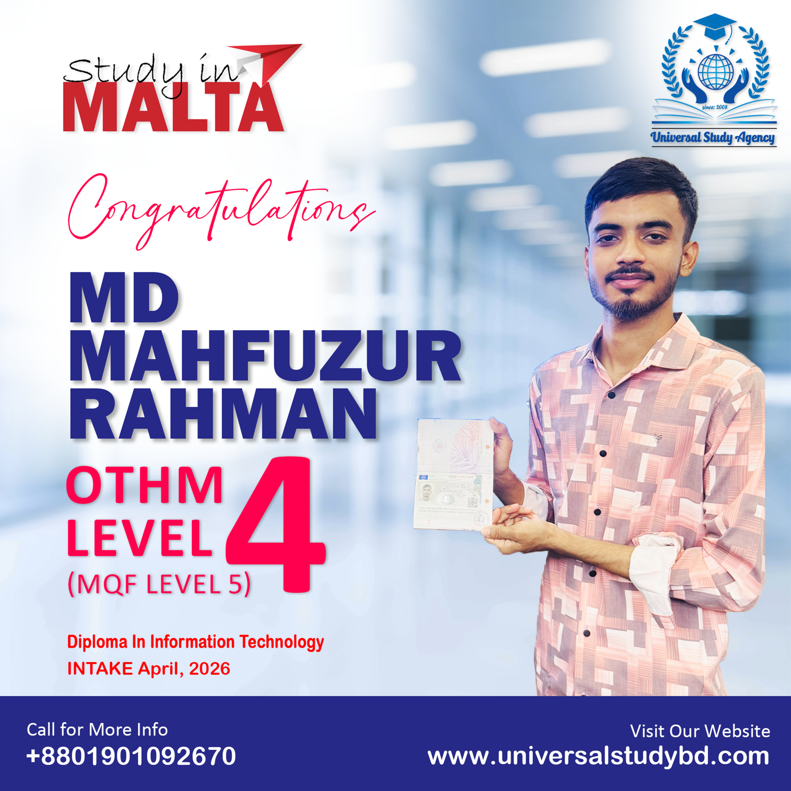Universal Study Agency Poster 294 Md Mahfuzur Rahman Congratulations Design