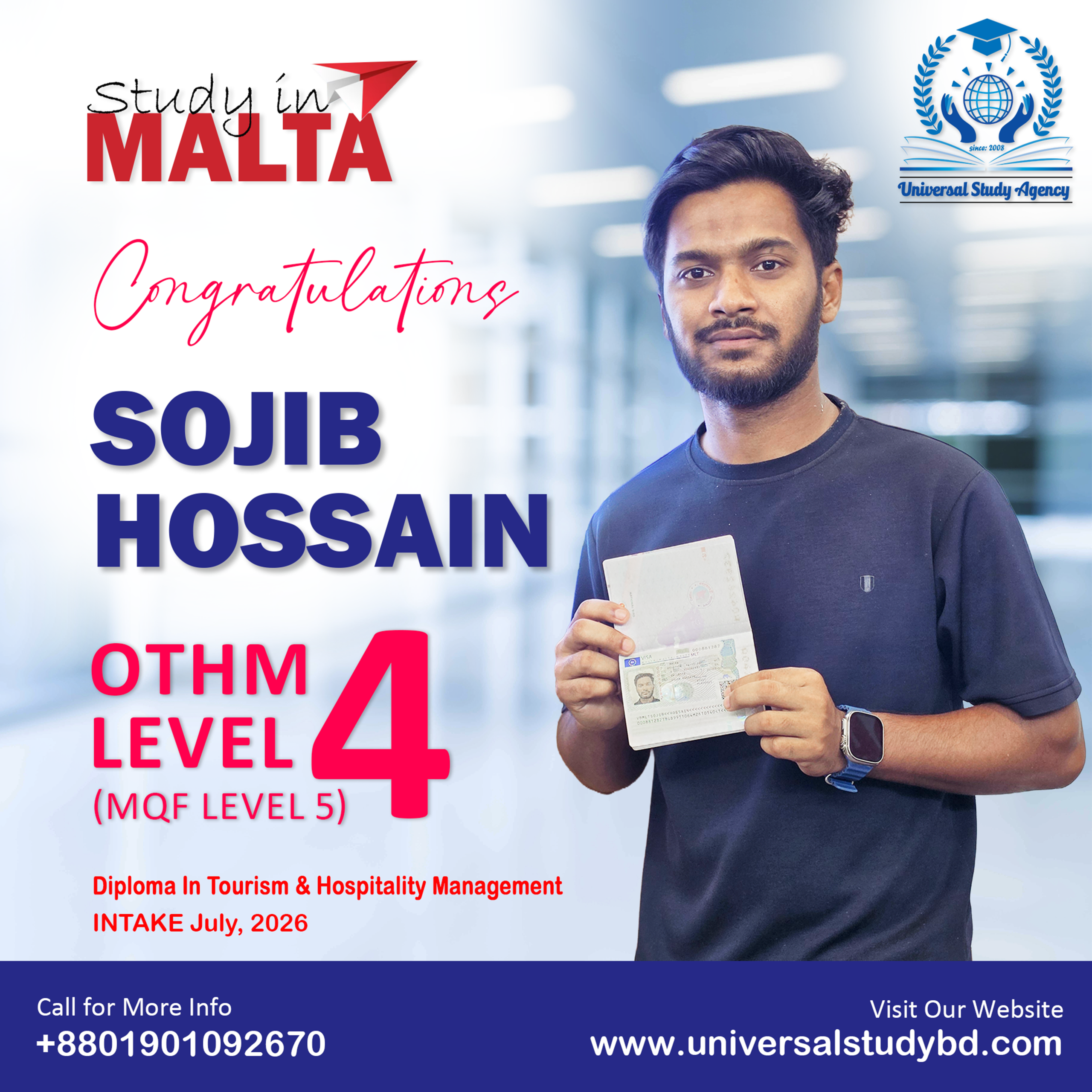 Universal Study Agency Poster 345 Sojib Hossain Congratulations Design
