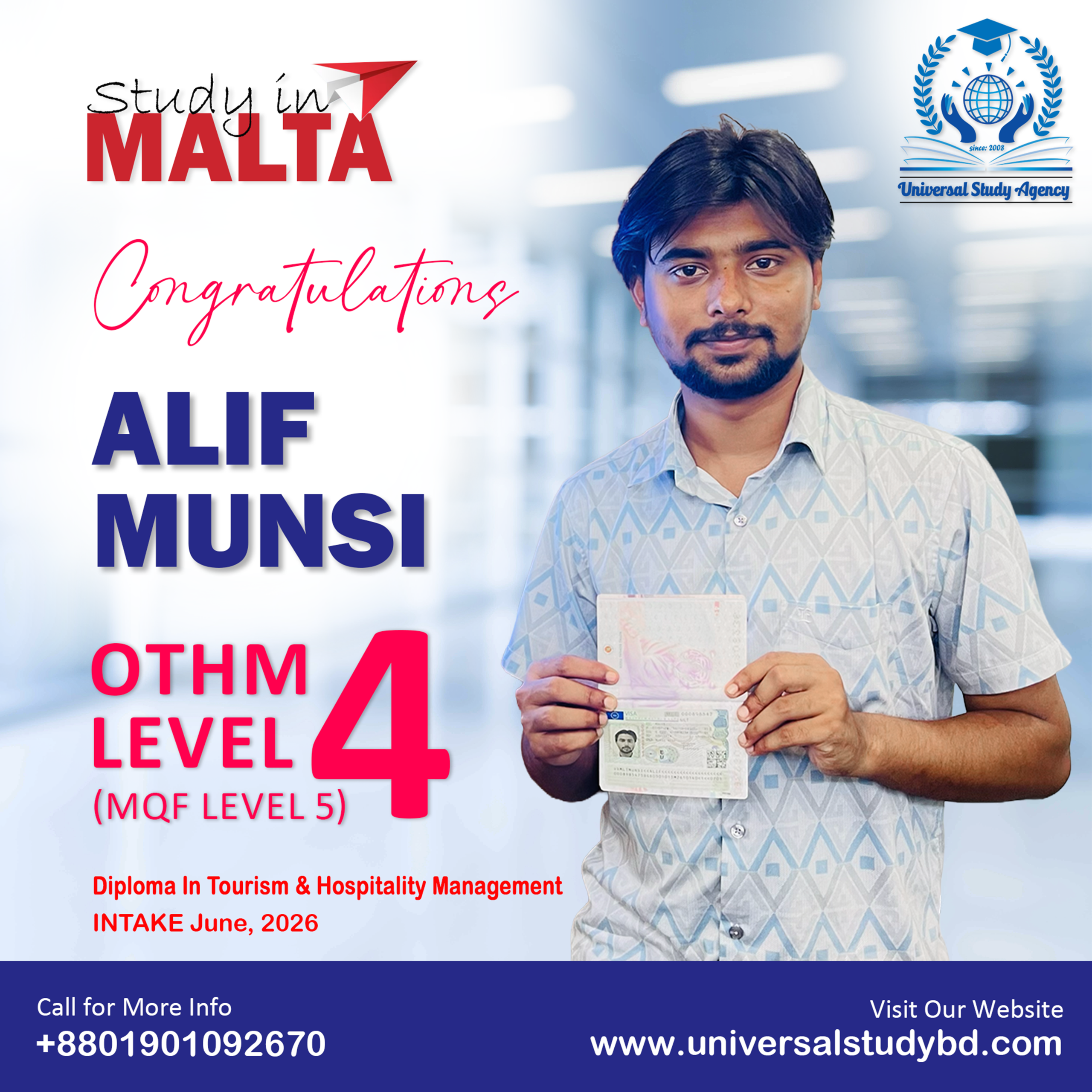 Universal Study Agency Poster 404 Alif Munsi Congratulations Design