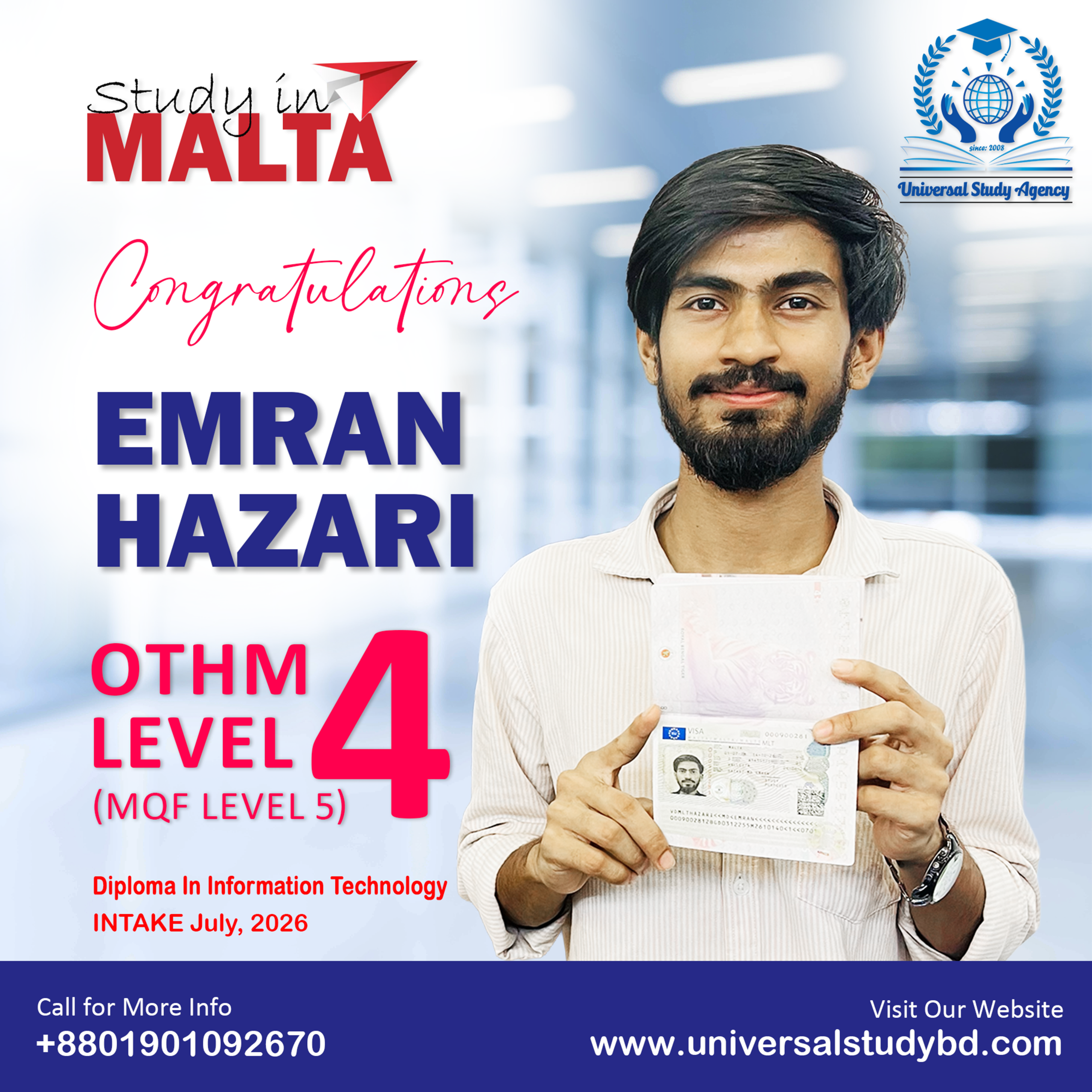 Universal Study Agency Poster 444 Emran Hazari Congratulations Design