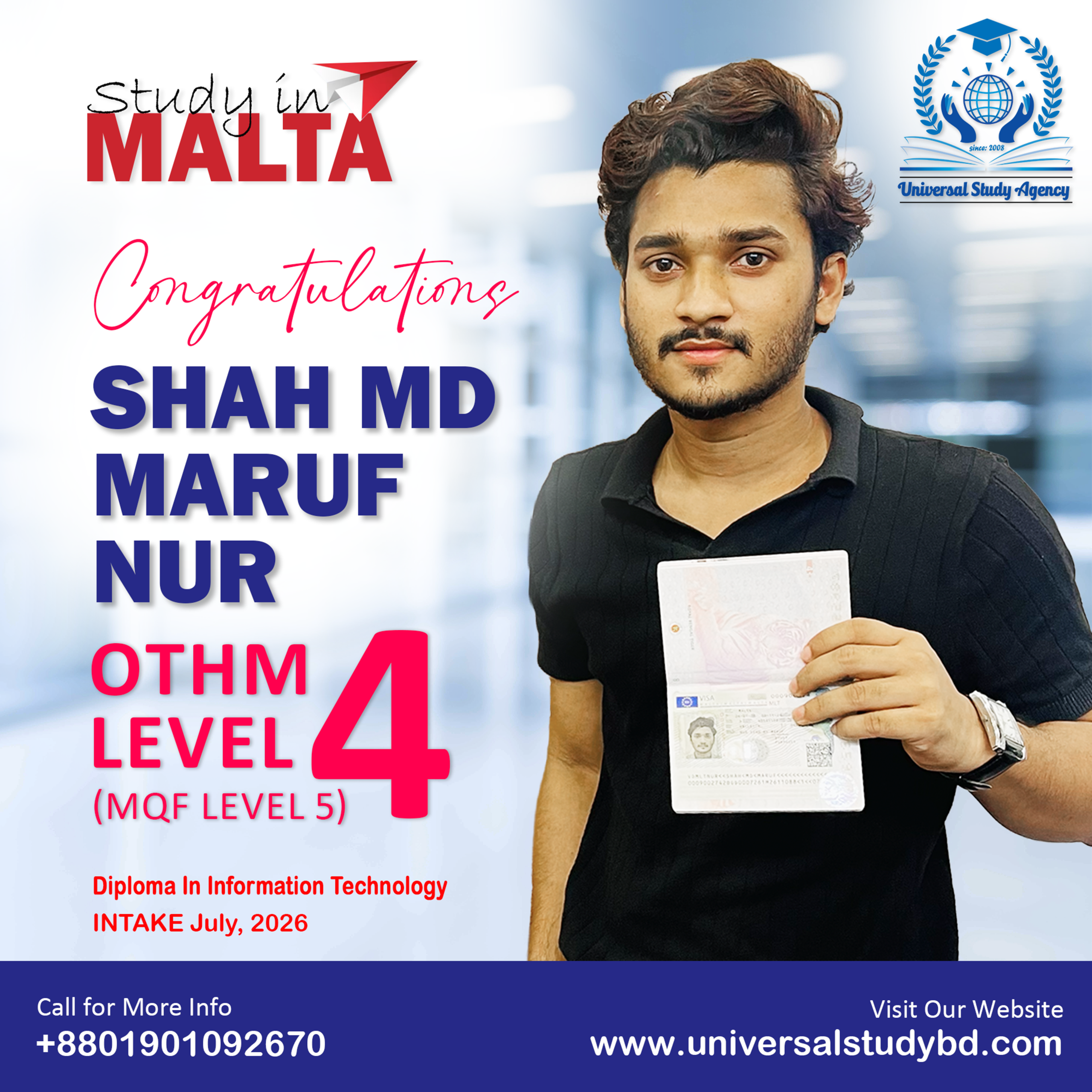 Universal Study Agency Poster 445 Shah Md Maruf Nur Congratulations Design