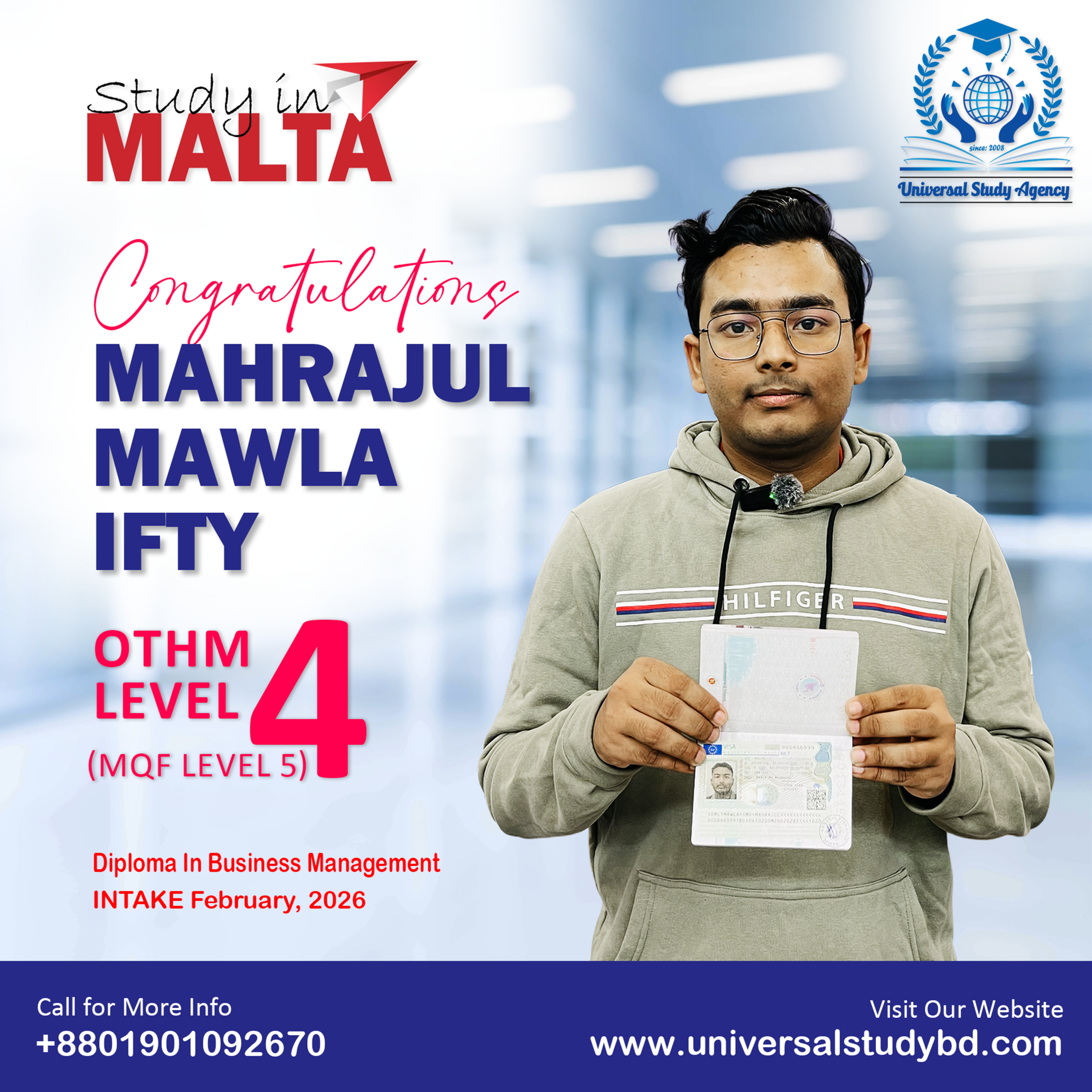 Universal Study Agency Poster 89 Mahrajul Mawla Ifty Congratulations Design